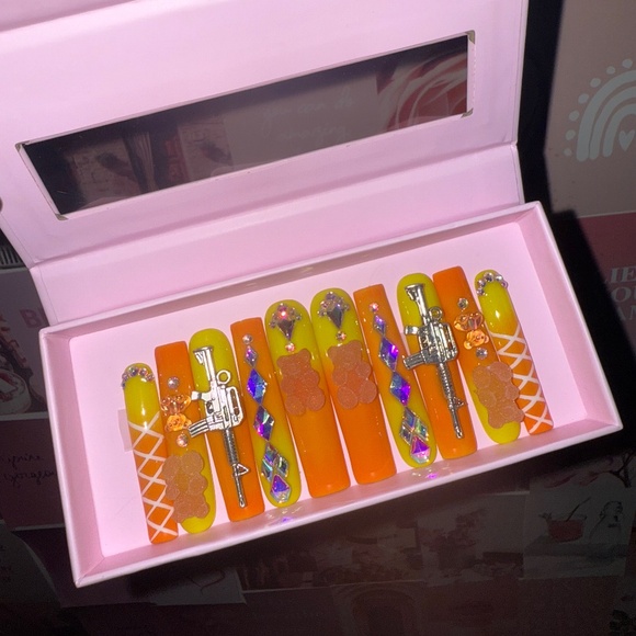 Kawaii Rhinestone XLong Press on Nails